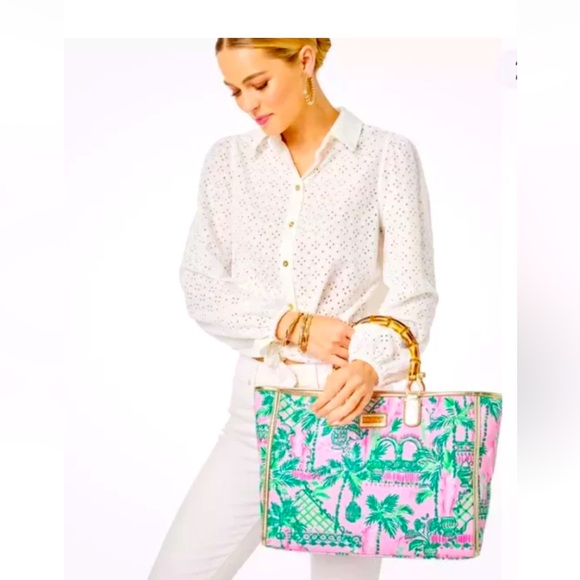 NWT LILLY PULITZER MATCHING SET TOTE ETTA TOP & VISOR SET MANDEVILLA BABY NIP - Picture 10 of 10